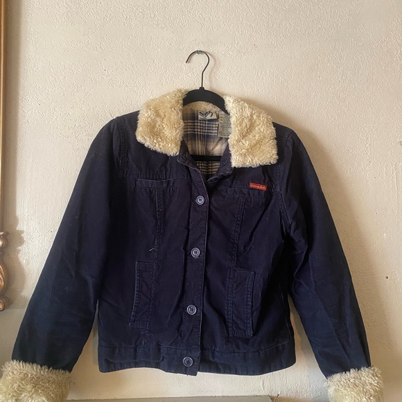 Navy Coat with Faux Fur Lining - Picture 2 of 4